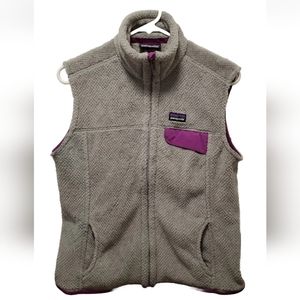Patagonia Fleece Full Zip Gray & Purple Vest Size Medium